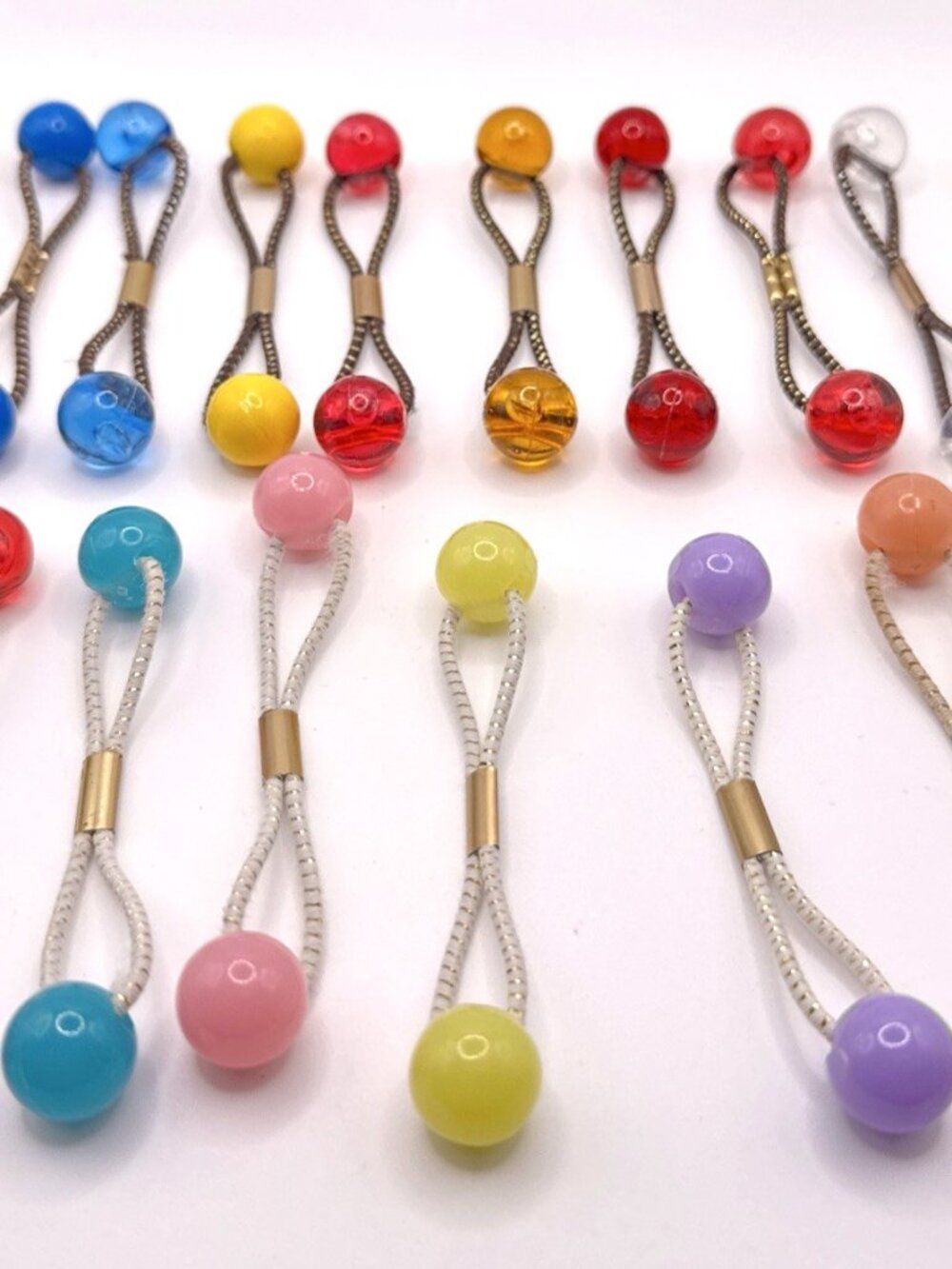 17 GOODY Vintage Ponytail Holders Twin Beads Medium Knocker Balls Hair Ties #4